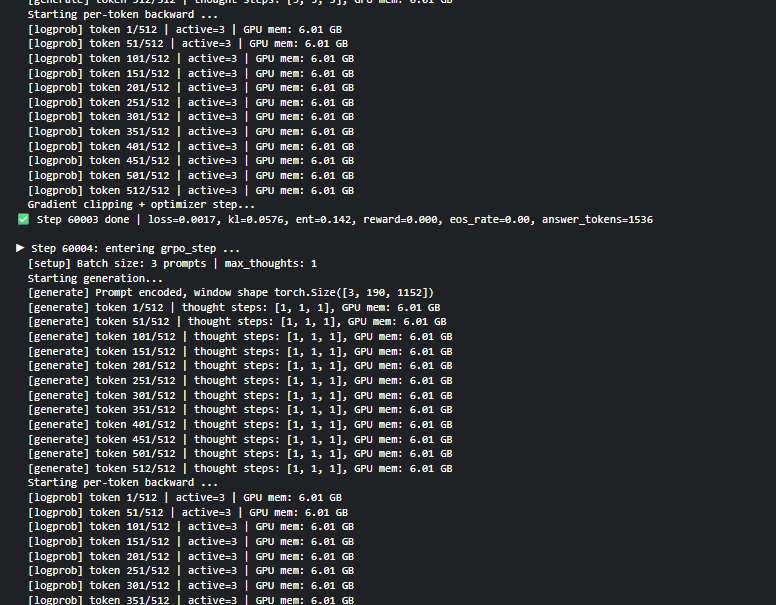 GRPO Training Logs Terminal Output